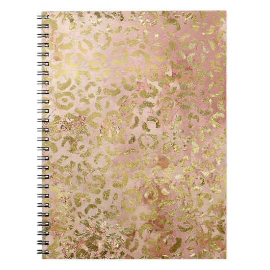 Roos Gold Leopard Print Notitieboek (Voorkant)