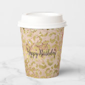 Roos Gold Leopard Print Papieren Bekers (Voorkant)