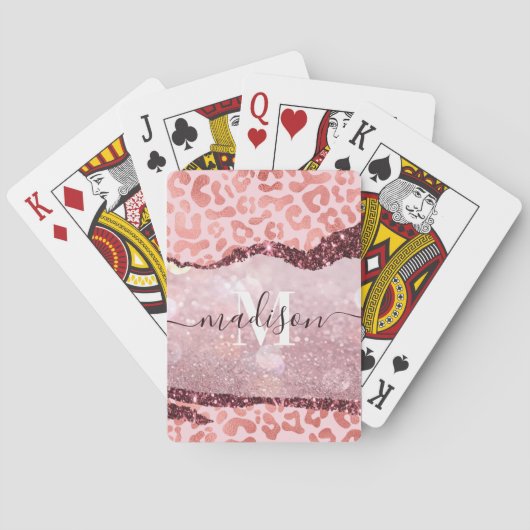 Roos Gold Leopard Print Pokerkaarten (Achterkant)