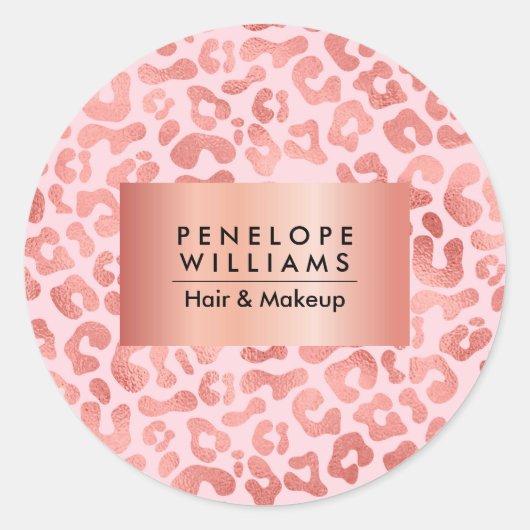 Roos Gold Leopard Print Ronde Sticker (Voorkant)