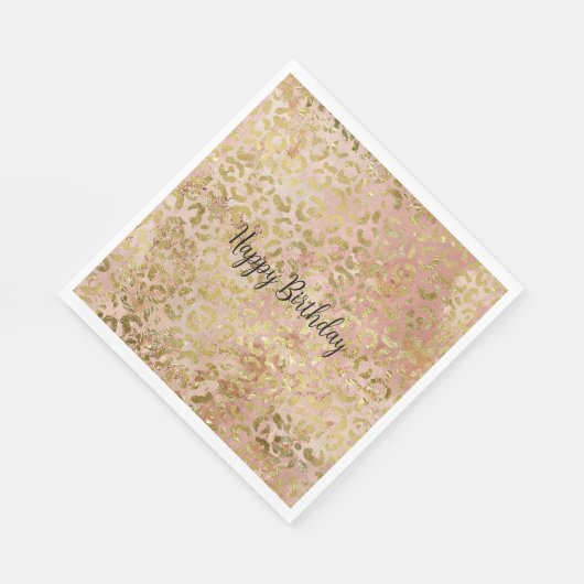 Roos Gold Leopard Print Servet (Hoek)