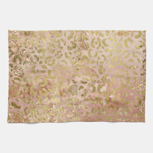 Roos Gold Leopard Print Theedoek (Horizontaal)