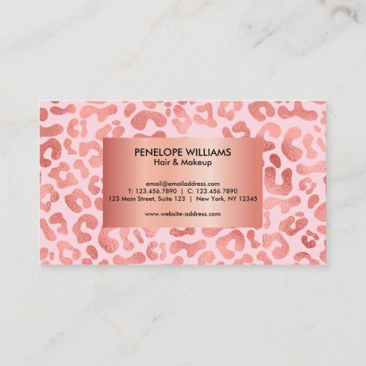 Roos Gold Leopard Print Visitekaartje (Achterkant)