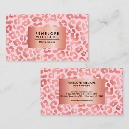 Roos Gold Leopard Print Visitekaartje (Voorkant / Achterkant)