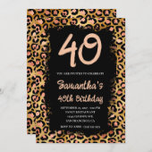 Roos Gold Leopard Schildpad Black 40e verjaardag Kaart (Voorkant / Achterkant)