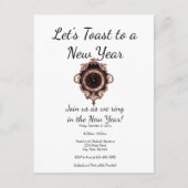 Roos Gold Let's Toast New Year Party Uitnodiging (Voorkant)