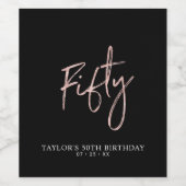 Roos Gold Lettering | 50e verjaardag Wijn Etiket (Enkel label)