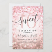 Roos Gold Licht Glitter Confetti 16e verjaardag Kaart (Voorkant)