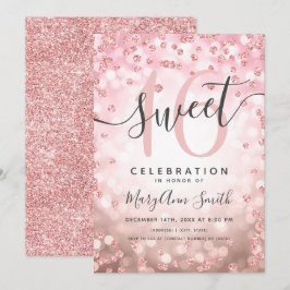 Roos Gold Licht Glitter Confetti 16e verjaardag Kaart