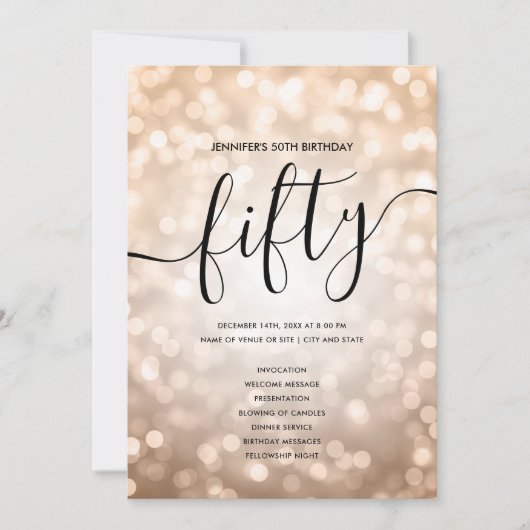 Roos Gold Lights 50e Verjaardag Menu Programma (Voorkant)