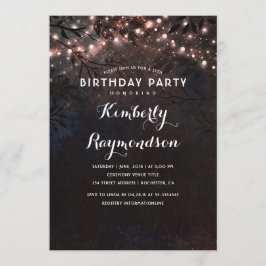 Roos Gold Lights Rustieke Nacht Verjaardag Kaart