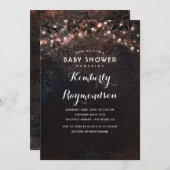 Roos Gold Lights Twinkle Night Baby shower Kaart (Voorkant / Achterkant)