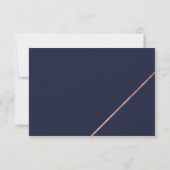 Roos gold lijst script navy blue rsvp bruiloft (Achterkant)