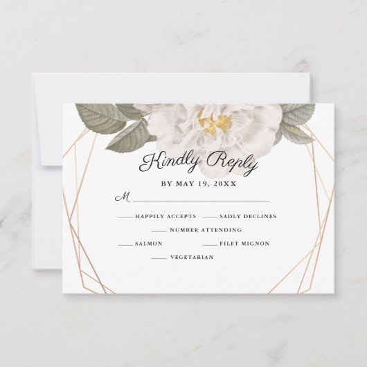  Roos Gold Lijst Wedding Entree Choice RSVP Kaartje (Voorkant)
