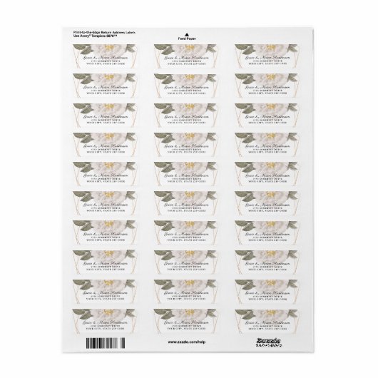 Roos Gold Lijst Wedding Return-adres Etiket (Full Sheet)