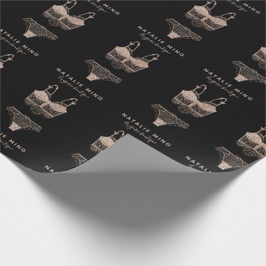 Roos Gold Lingerie Boutique Logo Business Cadeaupapier (Hoek)