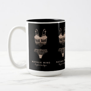 Roos Gold Lingerie Boutique Logo Business Tweekleurige Koffiemok