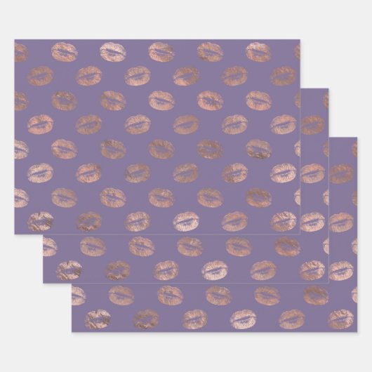 Roos Gold Lips en Paars Inpakpapier Vel (Set)