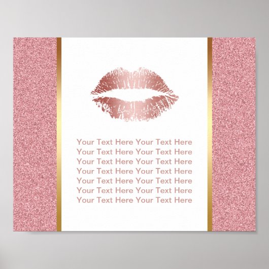 Roos Gold Lips Faux Glitter Vendor Event Poster (Voorkant)