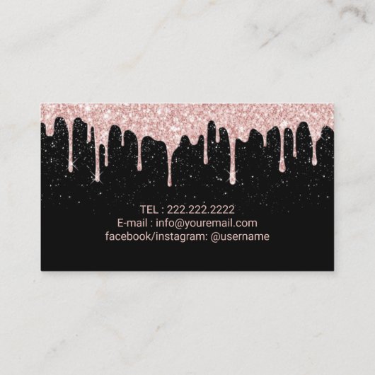 Roos Gold Lips Glam Glitter Drift Beauty Salon Visitekaartje (Achterkant)