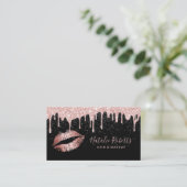 Roos Gold Lips Glam Glitter Drift Beauty Salon Visitekaartje (Staand voorkant)