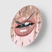 Roos Gold Lips Glitter Drijft een schoonheidssalon Ronde Klok (Hoek)