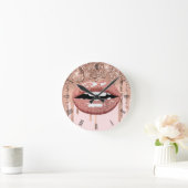 Roos Gold Lips Glitter Drijft een schoonheidssalon Ronde Klok (Huis)