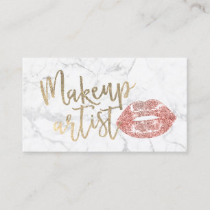Roos Gold Lips Gold Script Makeut Artist Marble Visitekaartje