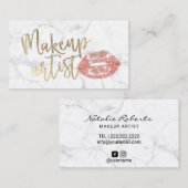 Roos Gold Lips Gold Script Makeut Artist Marble Visitekaartje (Voorkant / Achterkant)