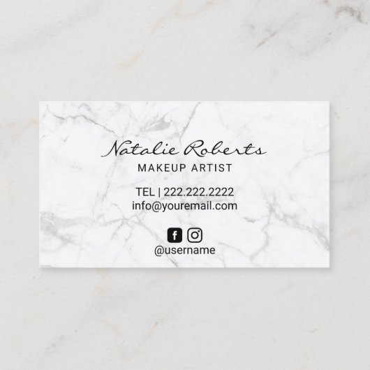 Roos Gold Lips Gold Script Makeut Artist Marble Visitekaartje (Achterkant)