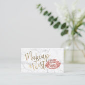 Roos Gold Lips Gold Script Makeut Artist Marble Visitekaartje (Staand voorkant)