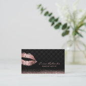 Roos Gold Lips Kiss Luxury Black Beauty Salon Visitekaartje (Staand voorkant)