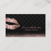 Roos Gold Lips Kiss Luxury Black Beauty Salon Visitekaartje (Voorkant)