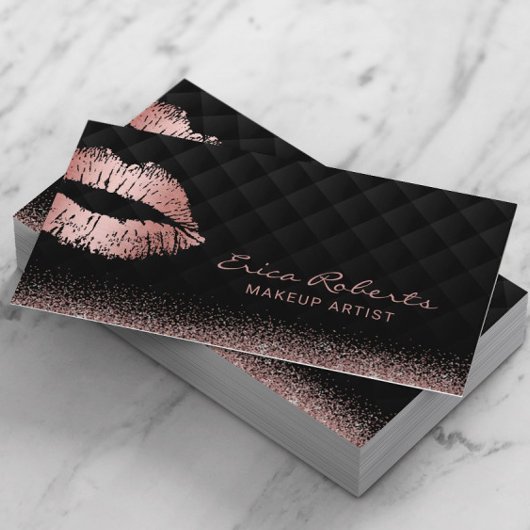 Roos Gold Lips Kiss Luxury Black Beauty Salon Visitekaartje