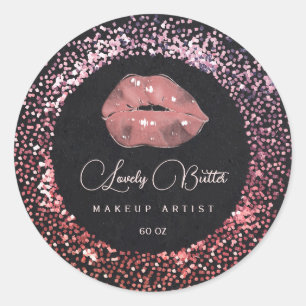 Roos Gold Lips Make-up Artist Circle Boutique Logo Ronde Sticker