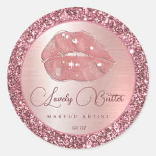 Roos Gold Lips Make-up Artist Circle Boutique Logo Ronde Sticker