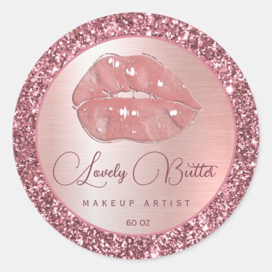 Roos Gold Lips Make-up Artist Circle Boutique Logo Ronde Sticker (Voorkant)