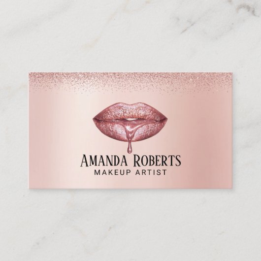 Roos Gold Lips Makeup Artist Modern Beauty Salon Visitekaartje (Voorkant)