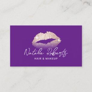 Roos Gold Lips Makeup Artist Paarse Beauty Salon Visitekaartje