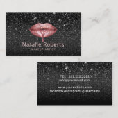 Roos Gold Lips Makeup MArtist odern Black Glitter Visitekaartje (Voorkant / Achterkant)