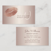 Roos Gold Lips met monogram Makeup Artist Visitekaartje (Voorkant / Achterkant)