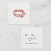 Roos Gold Lips met naam Makeup Artist Vierkante Visitekaartje (Voorkant / Achterkant)