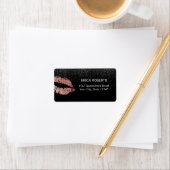 Roos Gold Lips Modern Black Glitter Beauty Salon Etiket (Insitu)
