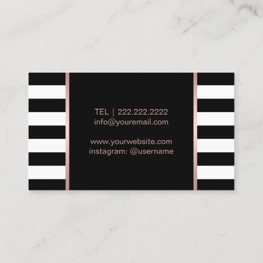 Roos Gold Lips Moderne Stripes Makeup Artist Salon Visitekaartje (Achterkant)