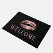 Roos Gold Lips Print Beauty Salon Welkom Deurmat (Schuin)