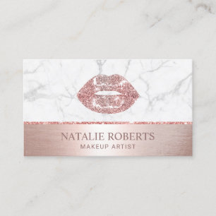 Roos Gold Lips White marble Makeup Artist Salon Visitekaartje