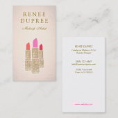 Roos Gold Lipstick Makeup Artist Beauty Salon Visitekaartje (Voorkant / Achterkant)