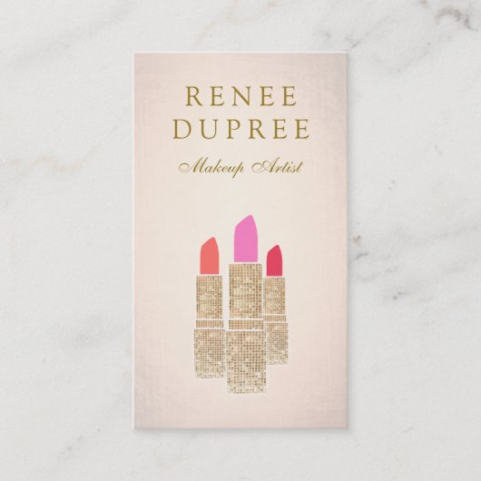 Roos Gold Lipstick Makeup Artist Beauty Salon Visitekaartje (Voorkant)
