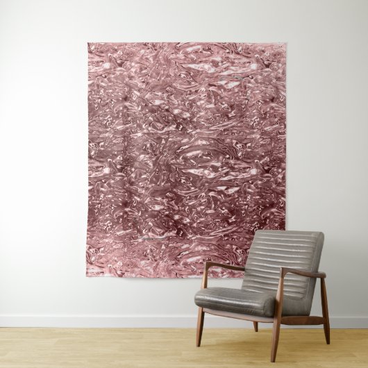 Roos Gold Liquid Chrome Metallic Chic Glam Wandkleed (In situ)