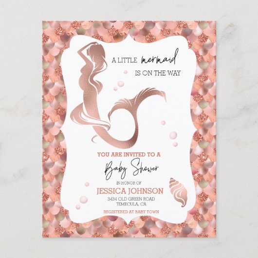 Roos Gold Little Mermaid Baby shower Budget (Voorkant)